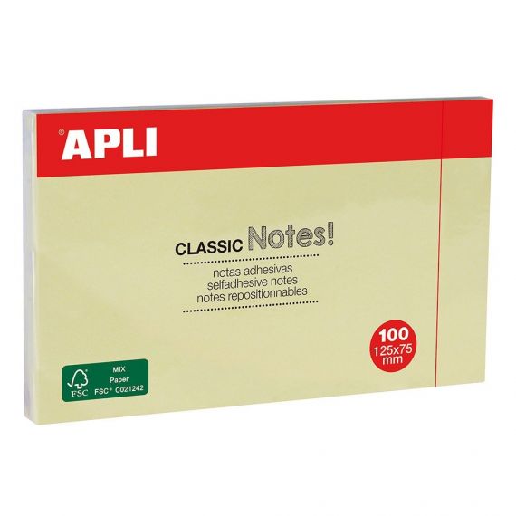 Le Libr'air - Bloc-Notes Adhésif 75x125mm Jaune - Apli - Tunisie