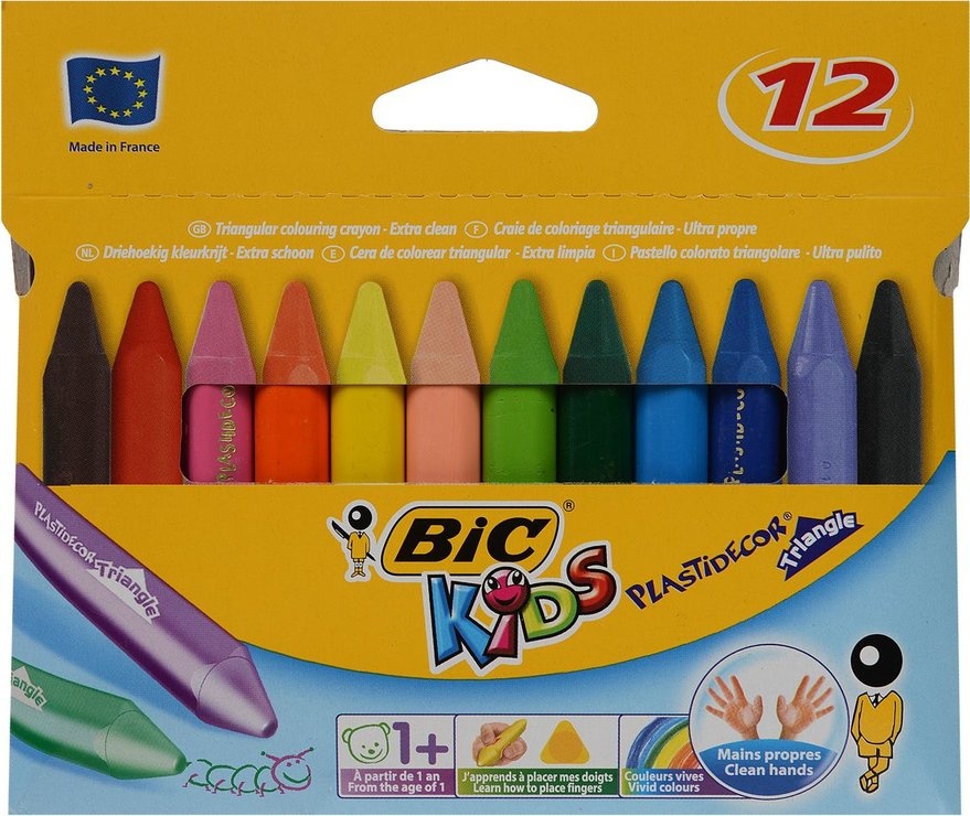 BIC Crayon de cire Plastidecor, étui en carton de 12