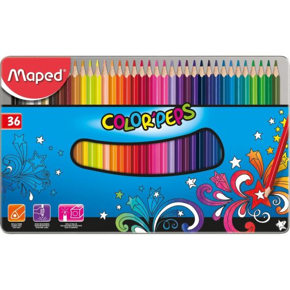 MAPED Pochette de 12 crayons de couleur PASTEL COLOR'PEPS