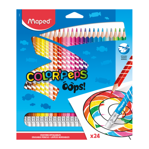 Le Libr'air - Boite De 24 Crayons De Couleur Effaçables Color'Peps MAPED - Tunisie