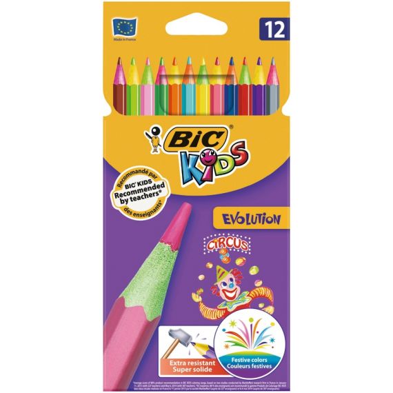 BIC Etui de 24 crayons de couleur effaçables Kids Evolution
