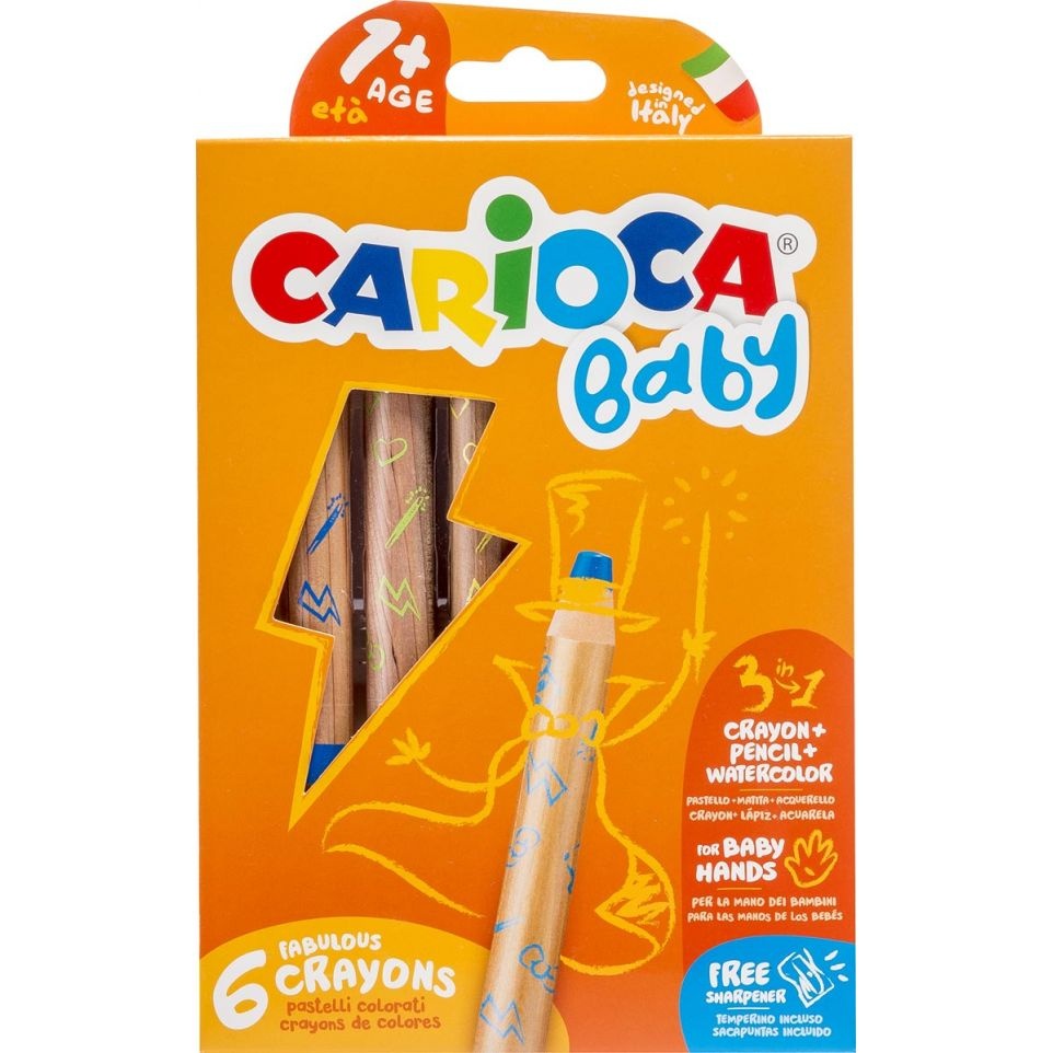 Carioca Baby Crayons 3 in 1- 6pcs - CraftsVillage™ MarketHUB