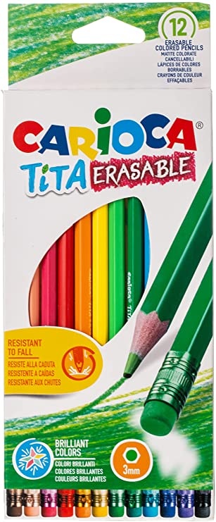 12 Crayons Couleur avec Gomme Tita CARIOCA – Somapaf