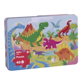 Puzzle Les Dinosaures Boite Métal 48Pièces APLI