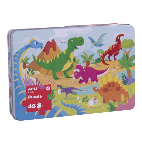 Puzzle Les Dinosaures Boite Métal 48Pièces APLI