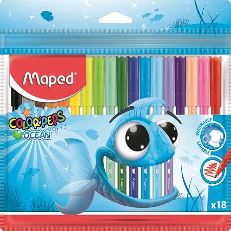 MAPED Boite de 18+6 feutres de coloriage lavables pointe moyenne Color'Peps  long life pas cher 