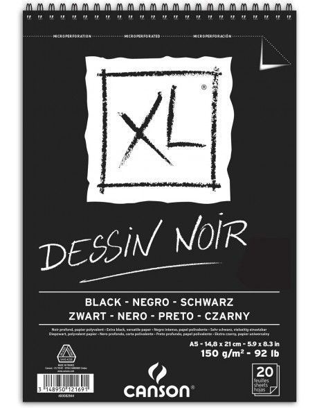 Bloc Graduate Papier dessin noir 20 feuilles format A3 de Canson