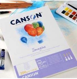 CANSON Bloc de 50 feuilles de papier dessin IMAGINE 200g A3 blanc